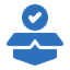 Icon image of an opened person with a blue checkmark on top of it
